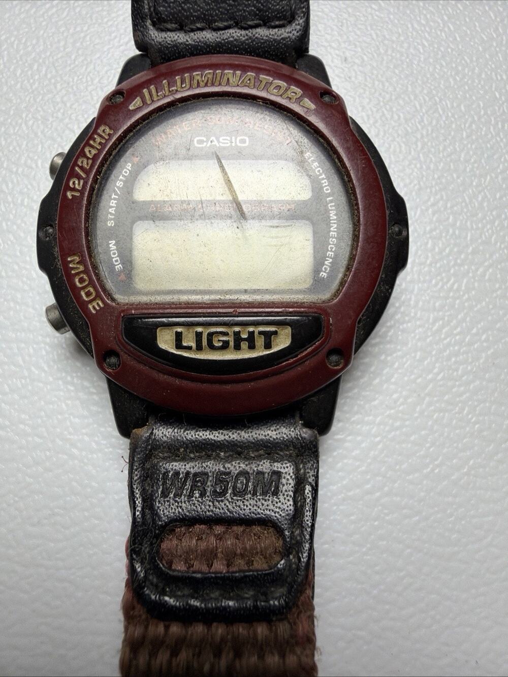 Vintage Casio 1602 Lw-22h Illuminator Womens Maroon Red Watch Needs Battery Y2K